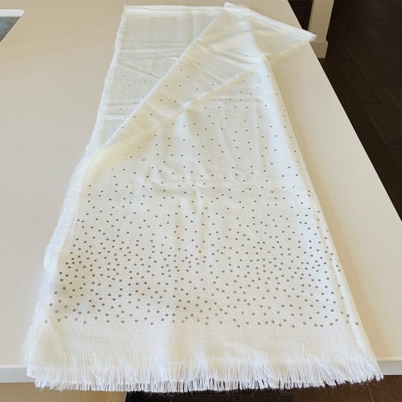 Ann Taylor Sparkle Shawl Scarf, White w/ Metallic Dots - Picture 2 of 7